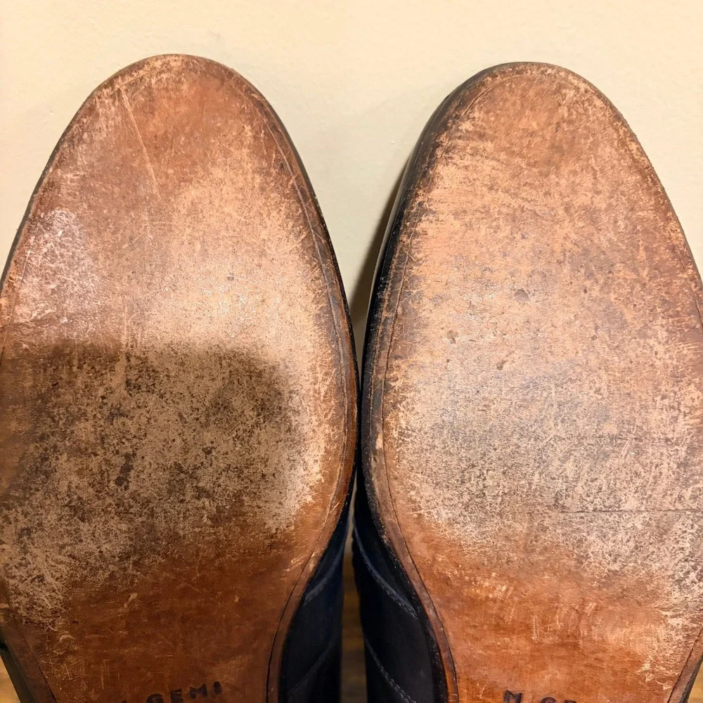 M.Gemi Mens Black Leather Penny Loafers Made in Italy Size 45 9861
